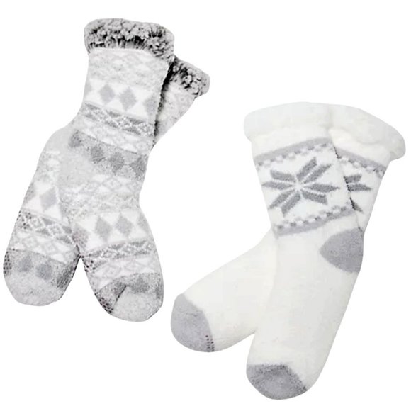 Cuddl Duds Accessories - Cuddl Duds Set of 2 Faux Sherpa Cozy Lined Socks 12544